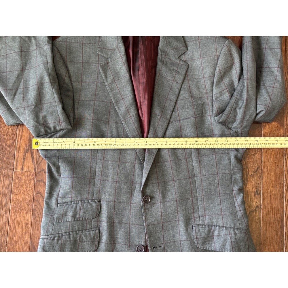 Coppley Suit 42R‎ Tollegno Super 120s Wool Grey Windowpane Made Canada 33x35 - Picture 8 of 16